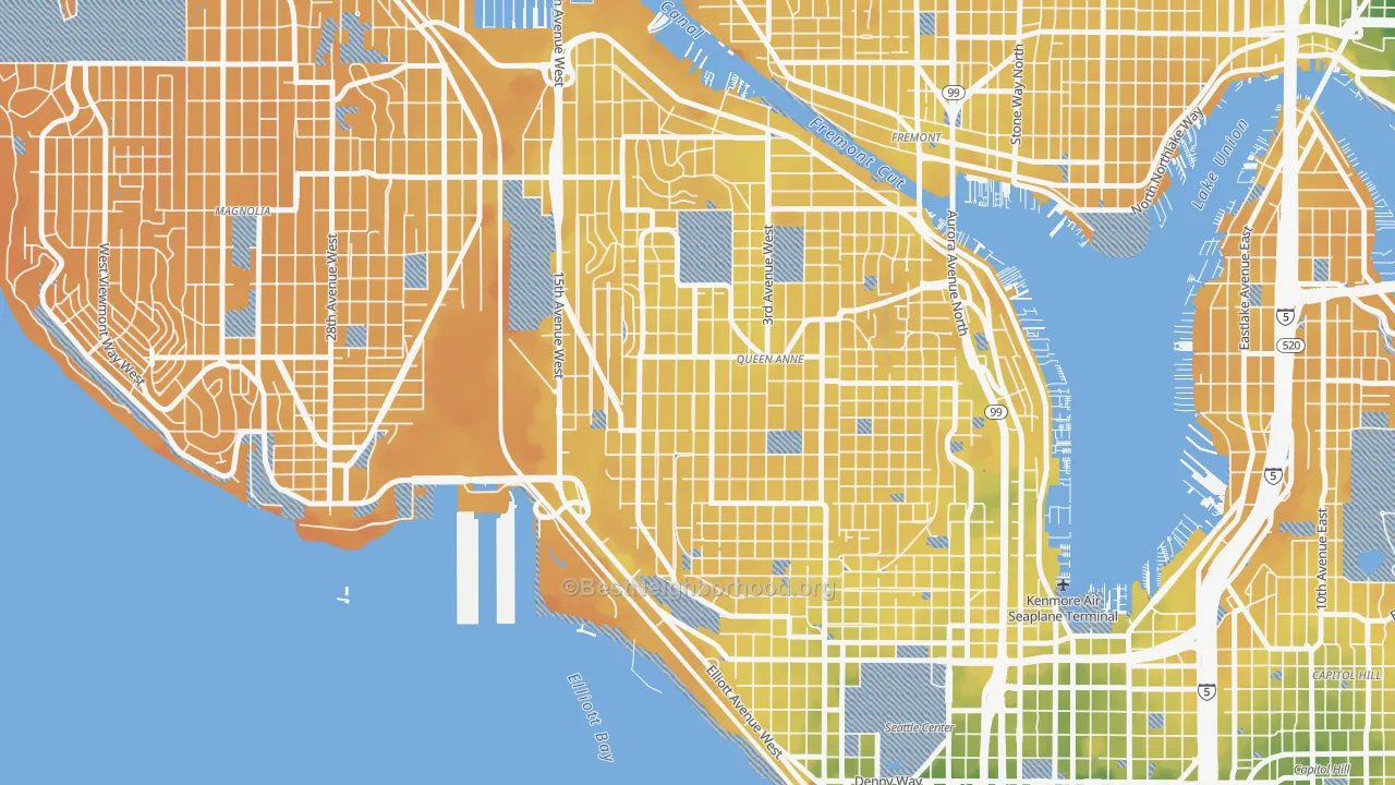 Transit Grade map of 98119, WA