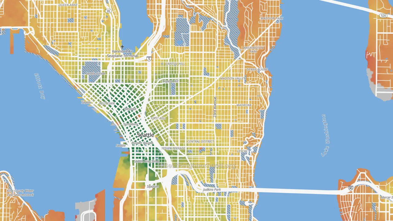 Transit Grade map of 98122, WA