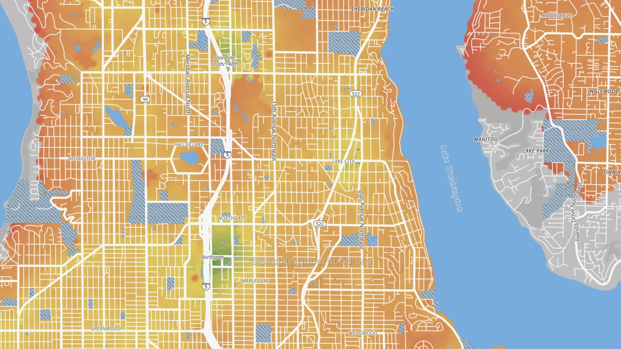 Transit Grade map of 98125, WA