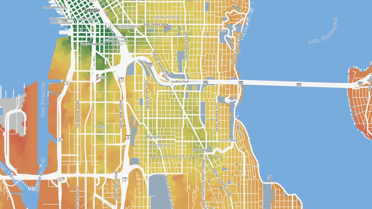 Transit Grade map of 98144, WA