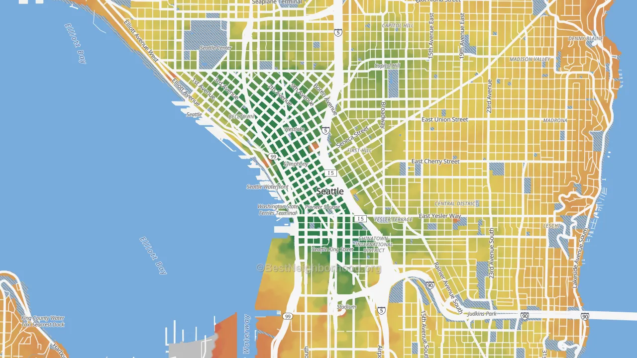 Transit Grade map of 98164, WA