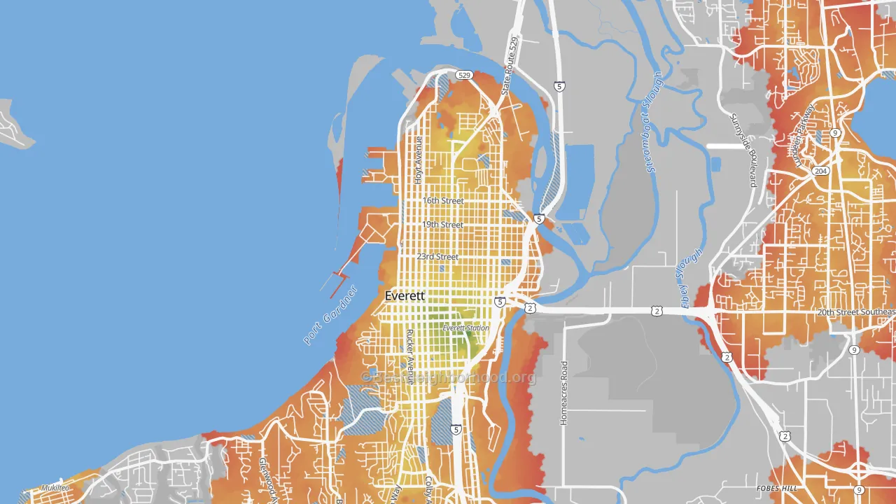 Transit Grade map of 98201, WA