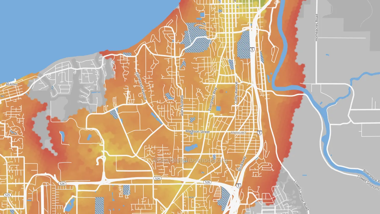 Transit Grade map of 98203, WA