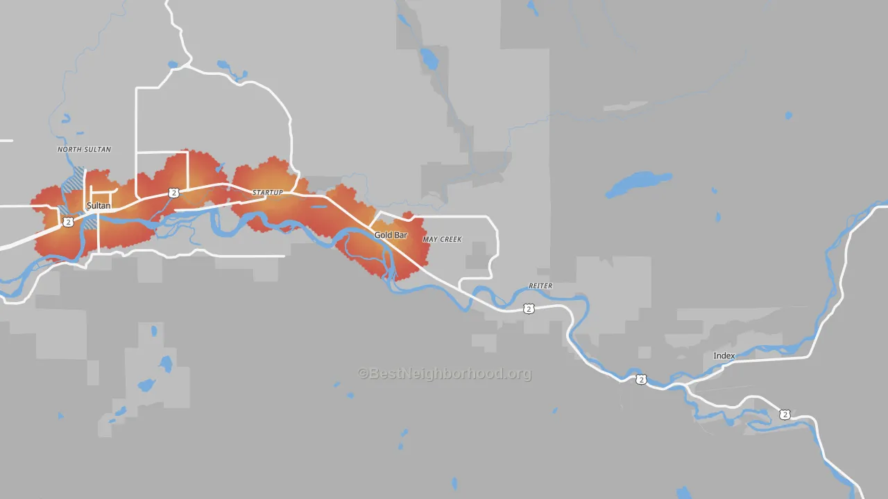 Transit Grade map of 98251, WA
