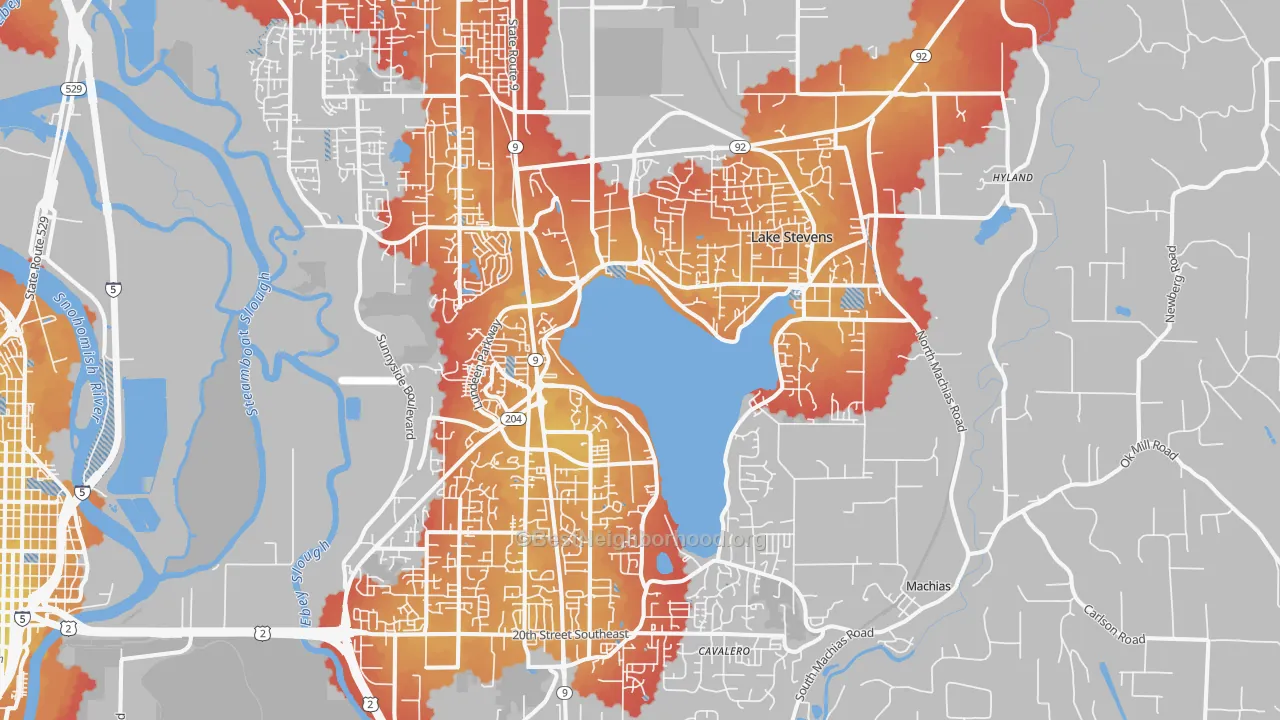 Transit Grade map of 98258, WA