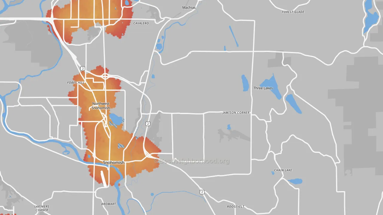 Transit Grade map of 98290, WA
