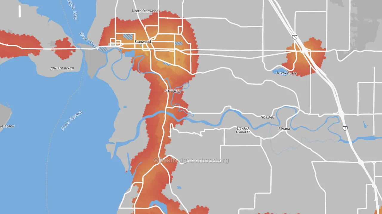 Transit Grade map of 98292, WA