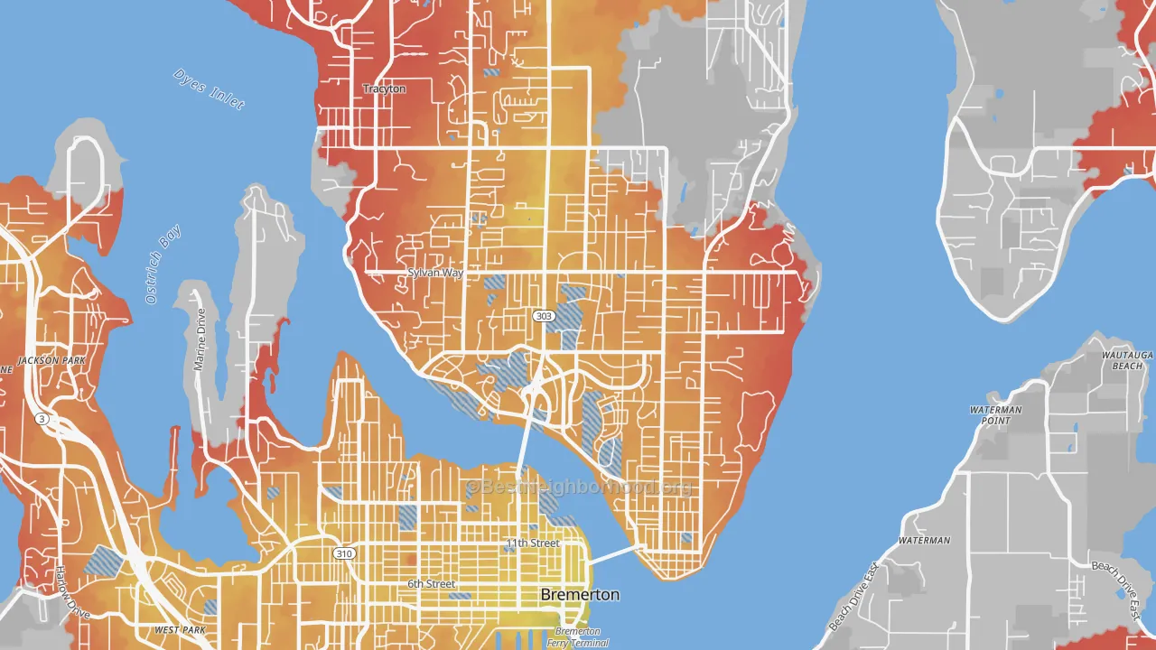 Transit Grade map of 98310, WA