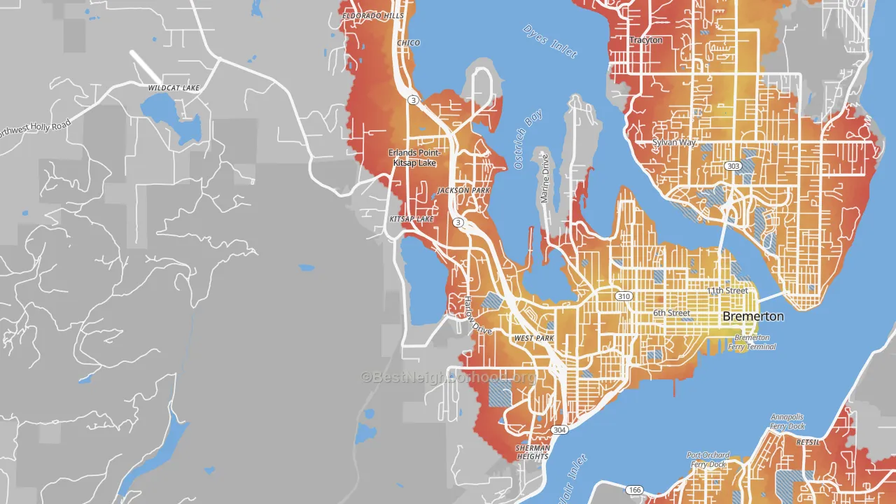 Transit Grade map of 98312, WA