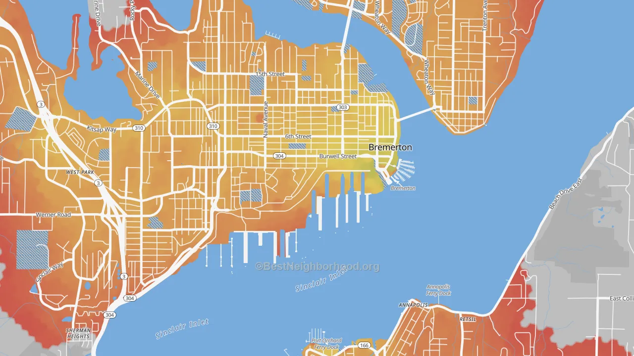Transit Grade map of 98314, WA