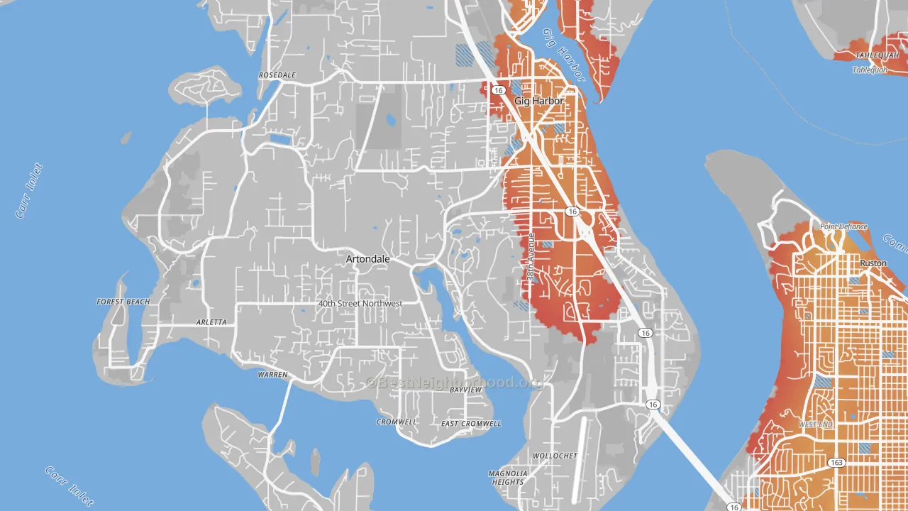 Transit Grade map of 98335, WA