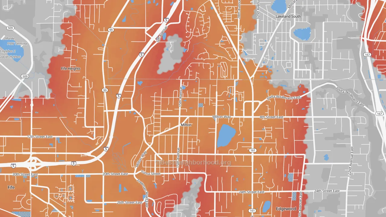 Transit Grade map of 98354, WA