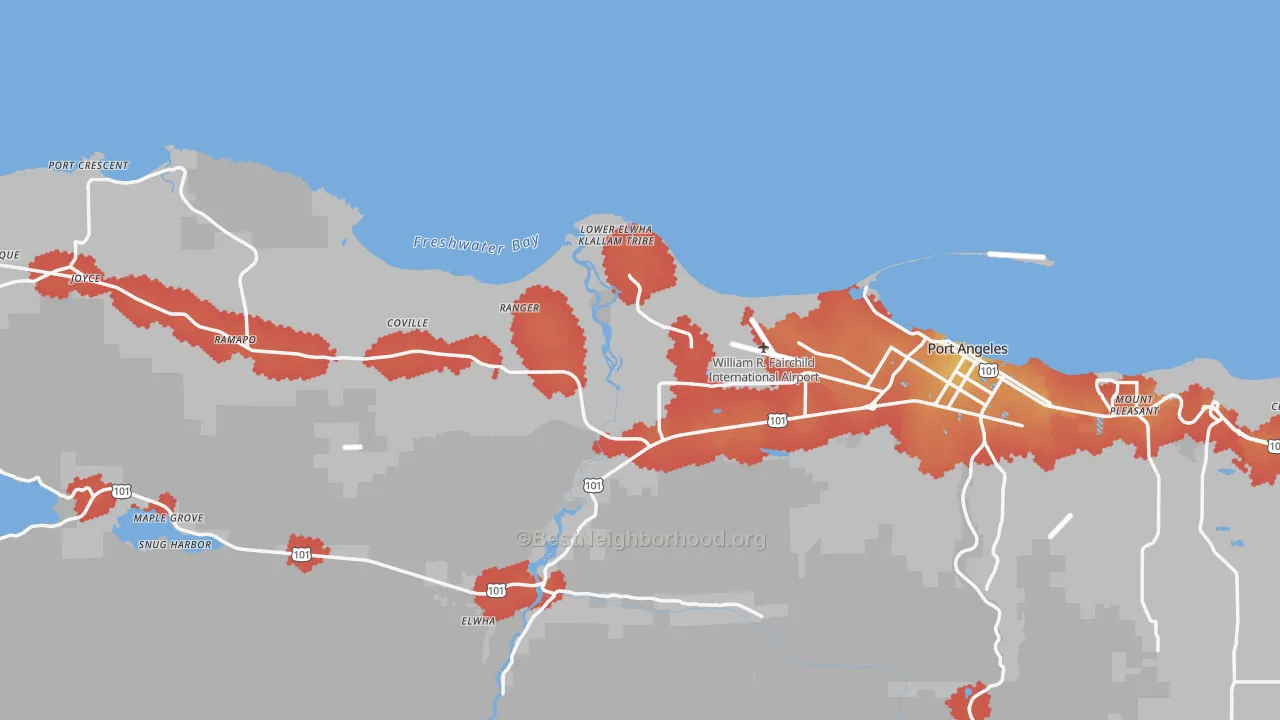 Transit Grade map of 98363, WA