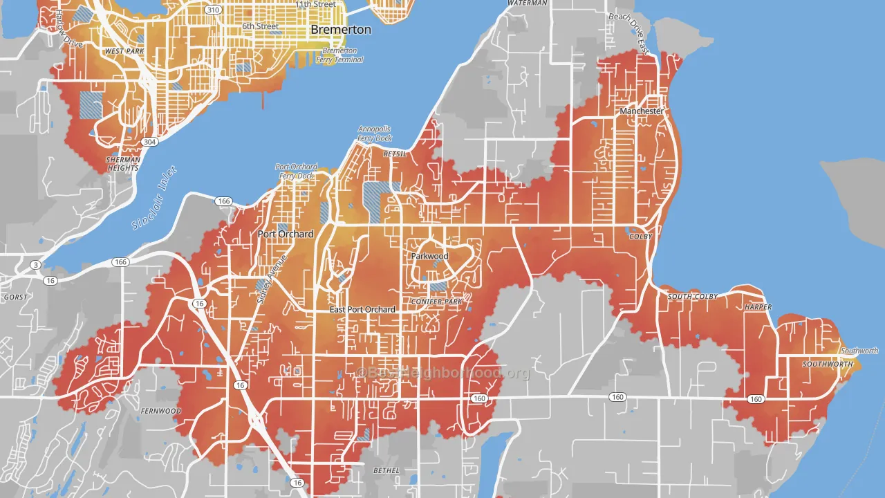 Transit Grade map of 98366, WA