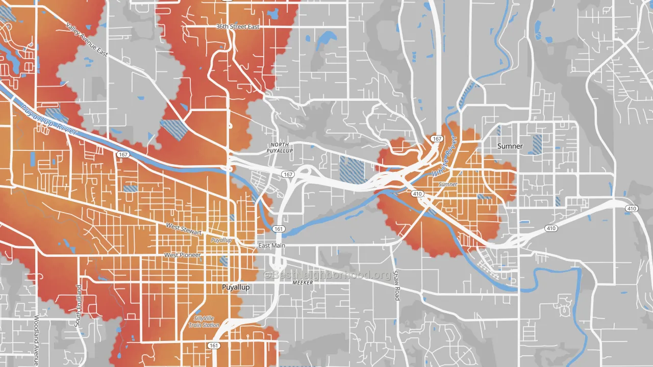 Transit Grade map of 98372, WA