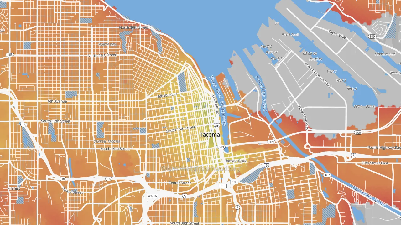 Transit Grade map of 98402, WA