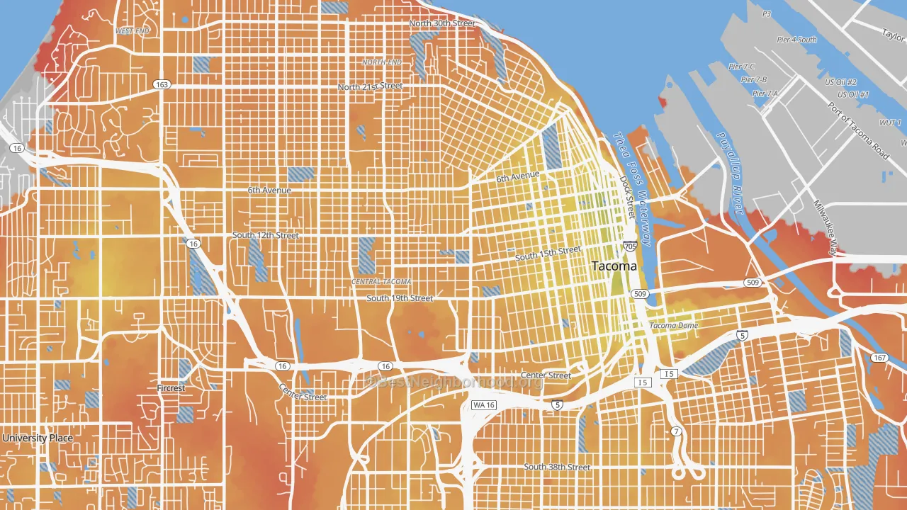 Transit Grade map of 98405, WA