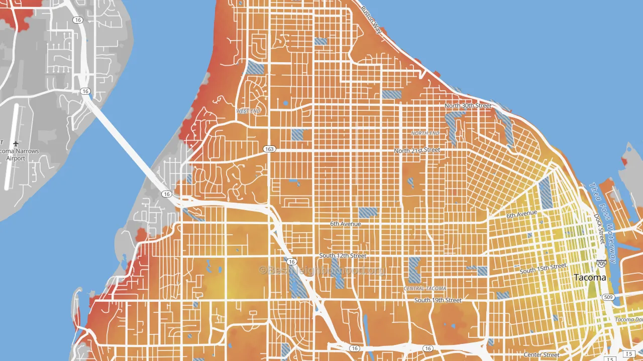 Transit Grade map of 98406, WA
