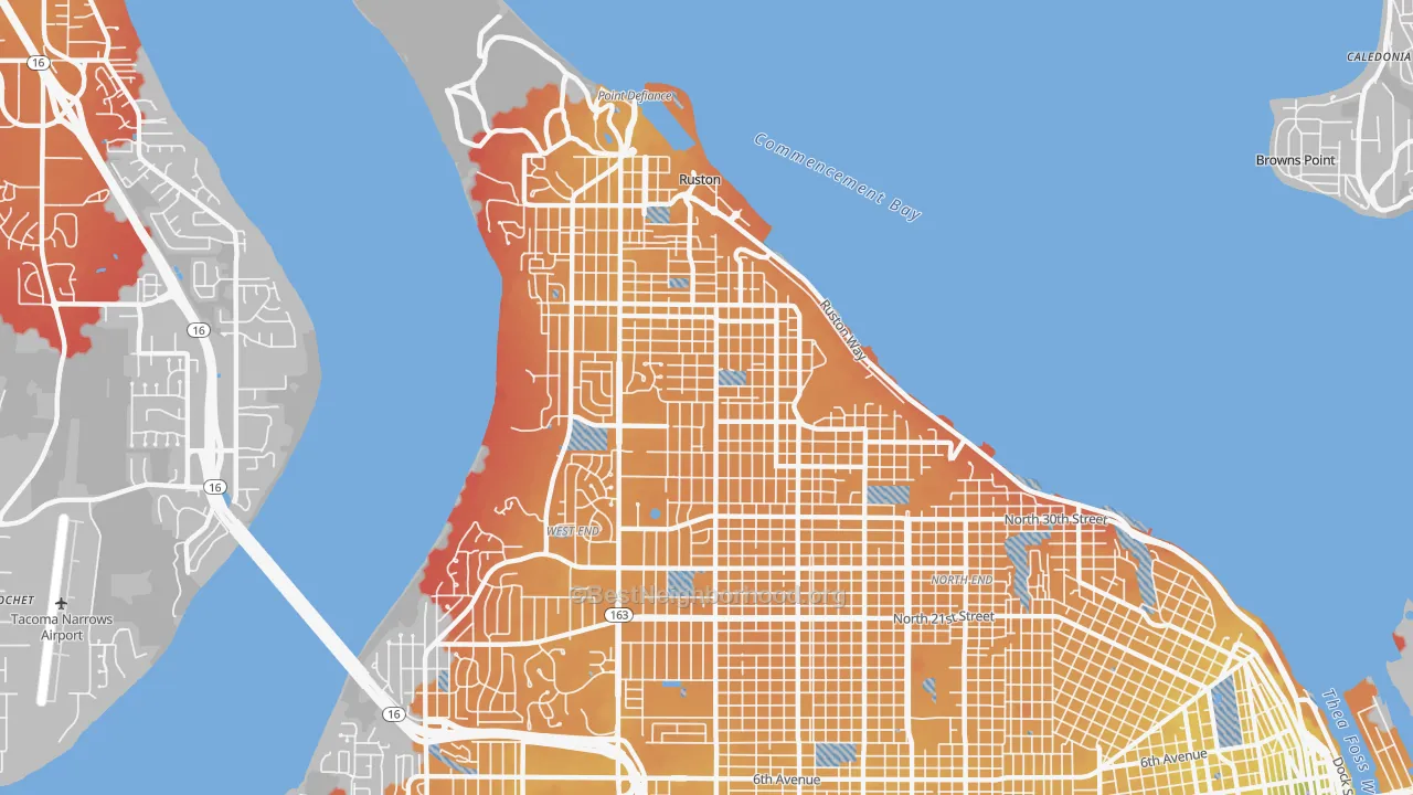 Transit Grade map of 98407, WA
