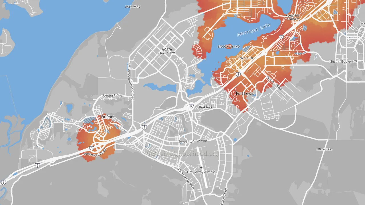 Transit Grade map of 98433, WA