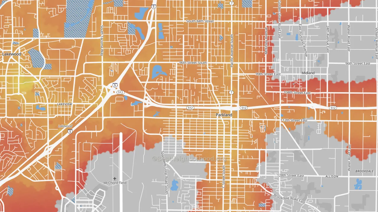 Transit Grade map of 98444, WA