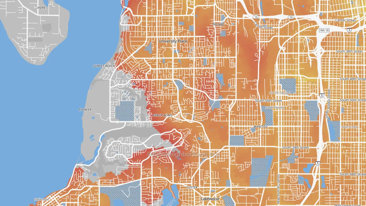 Transit Grade map of 98467, WA