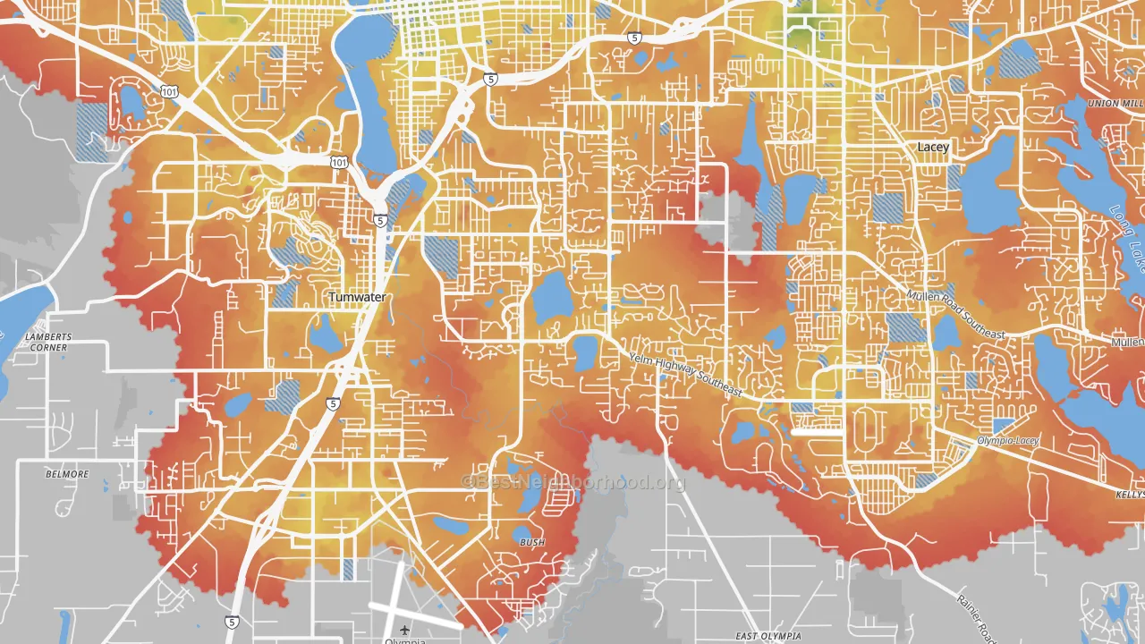 Transit Grade map of 98501, WA
