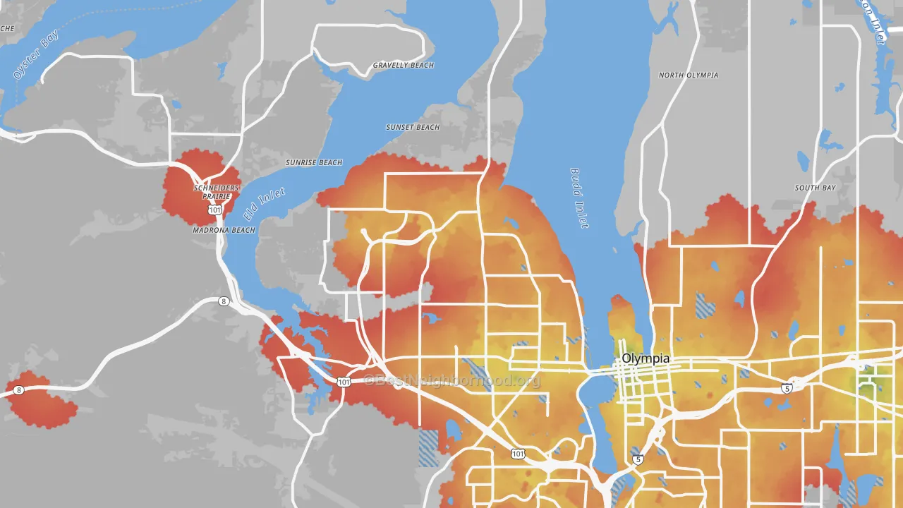 Transit Grade map of 98502, WA