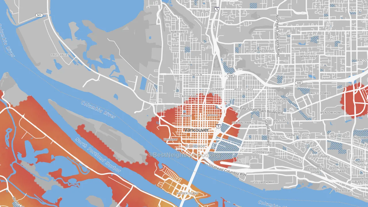 Transit Grade map of 98660, WA