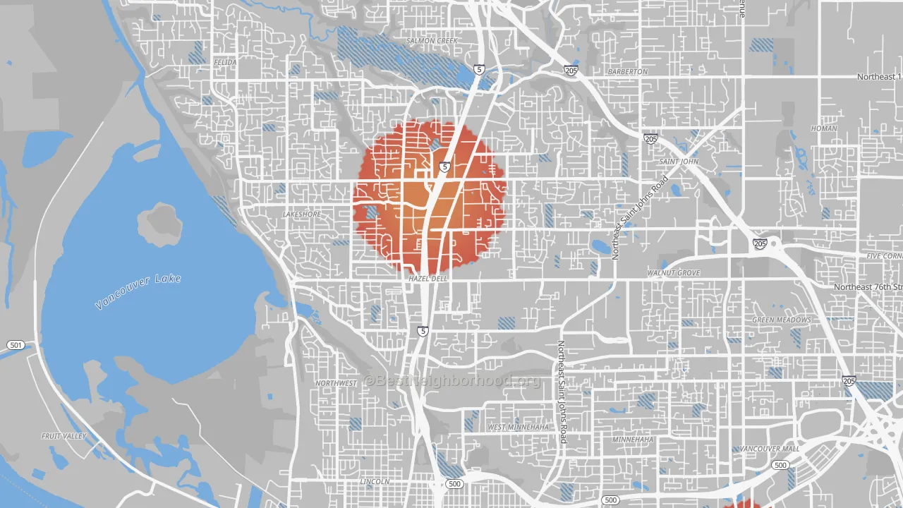 Transit Grade map of 98665, WA
