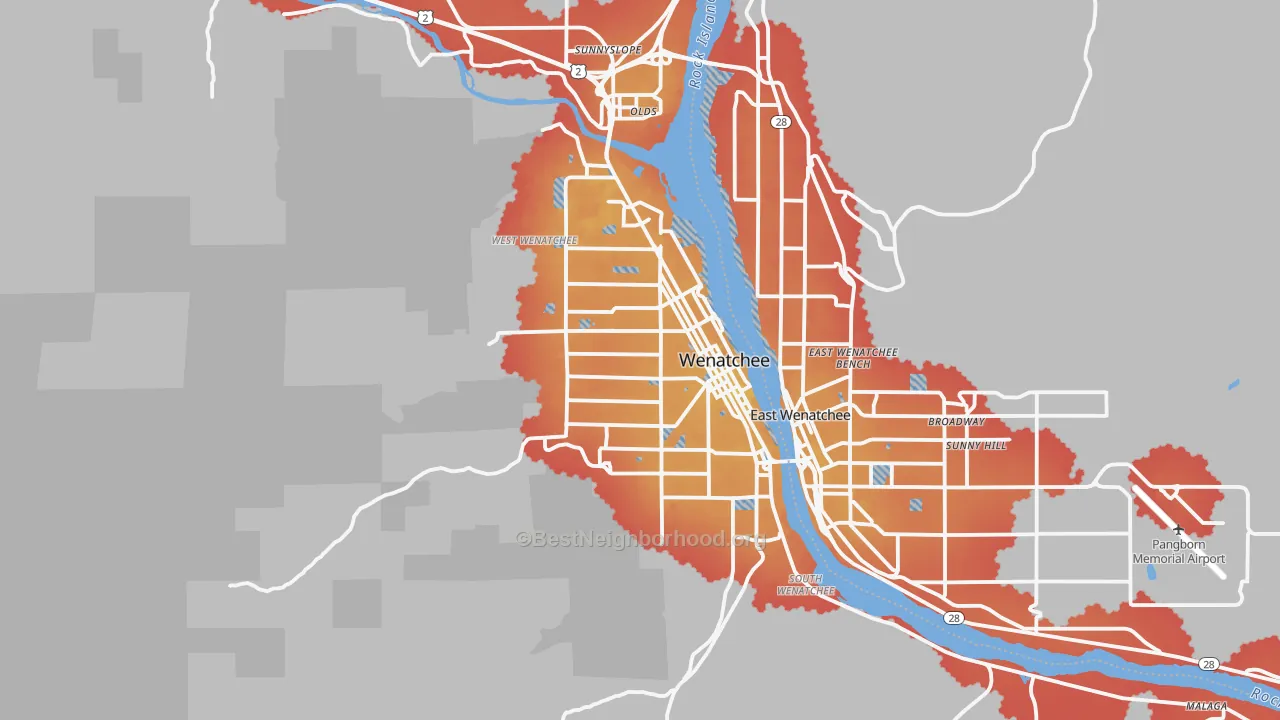 Transit Grade map of 98801, WA