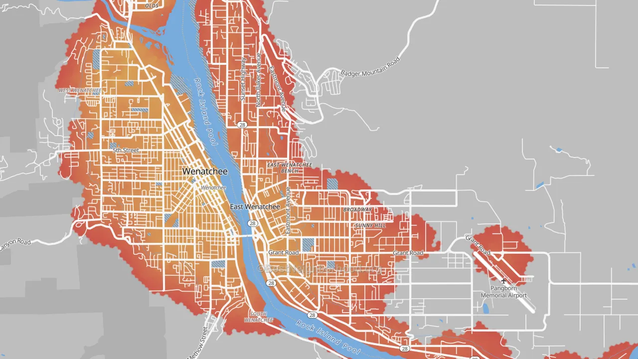 Transit Grade map of 98802, WA