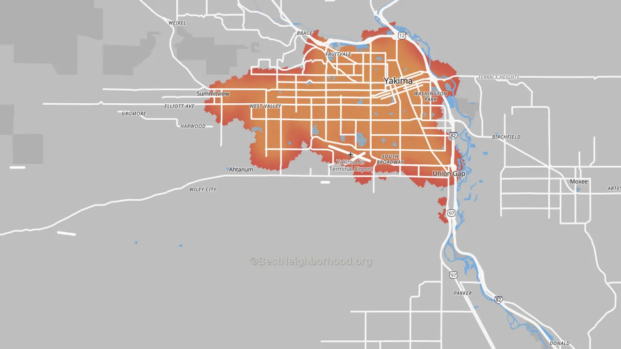 Transit Grade map of 98903, WA