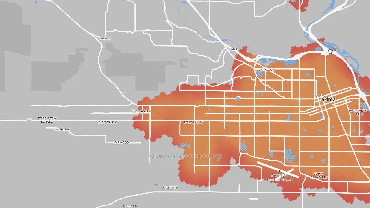 Transit Grade map of 98908, WA