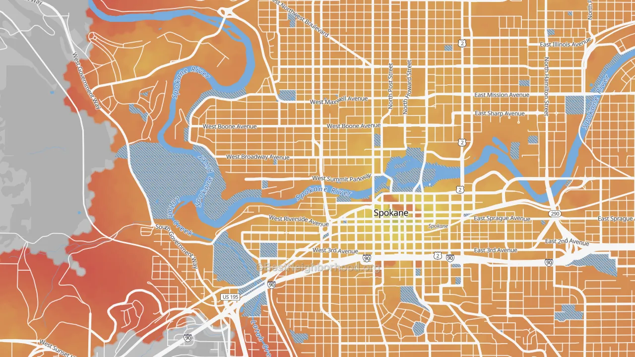 Transit Grade map of 99201, WA