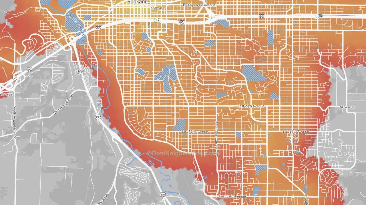 Transit Grade map of 99203, WA