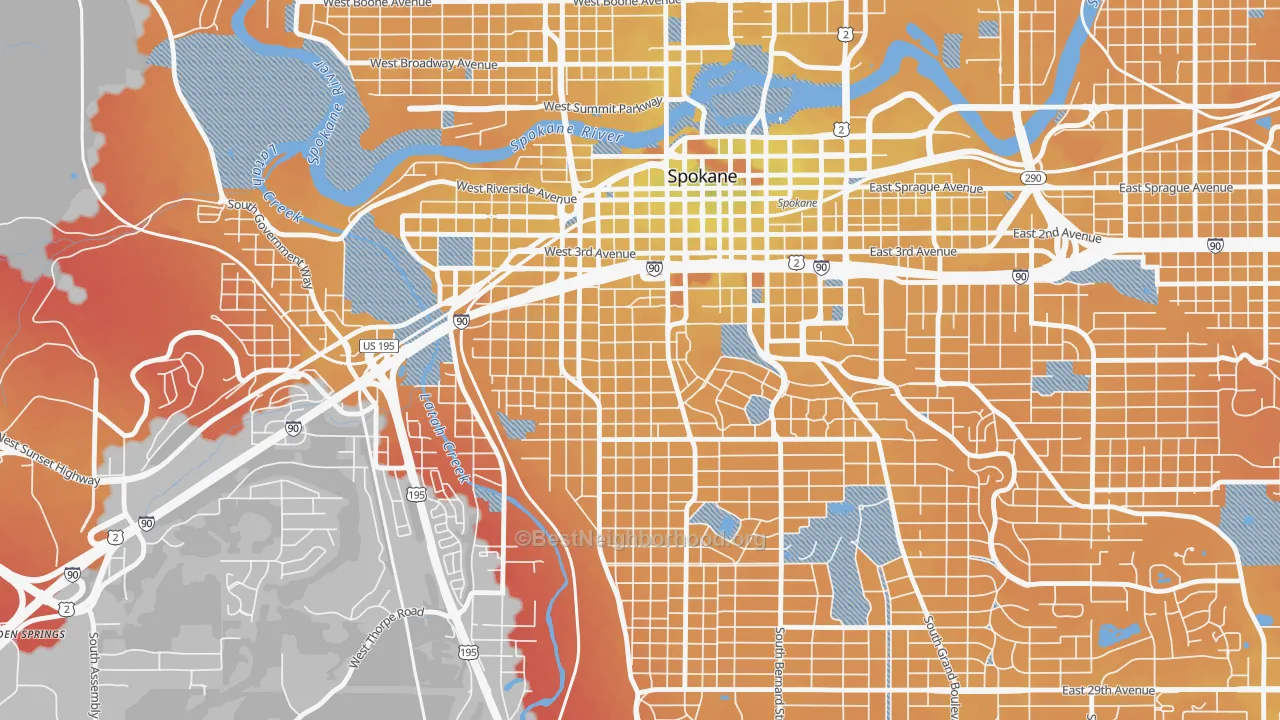 Transit Grade map of 99204, WA