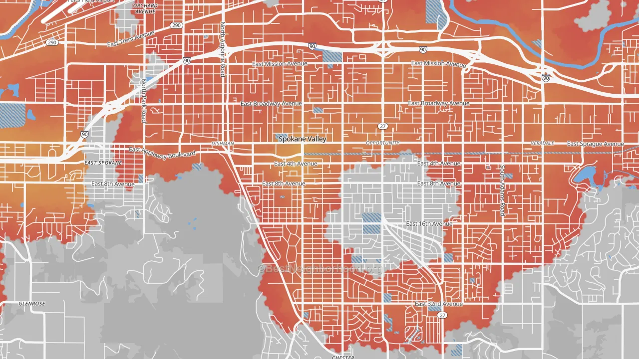 Transit Grade map of 99206, WA