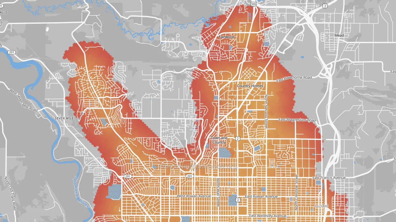Transit Grade map of 99208, WA