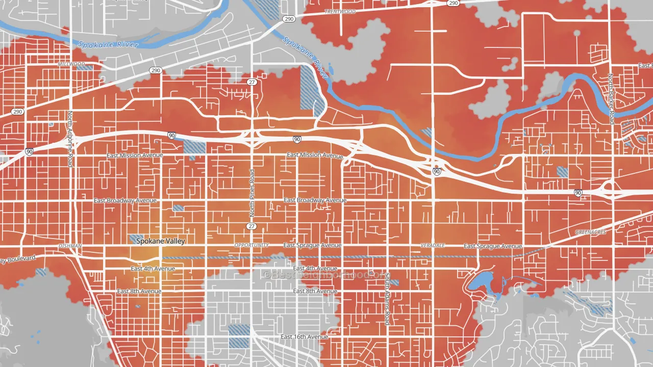Transit Grade map of 99216, WA