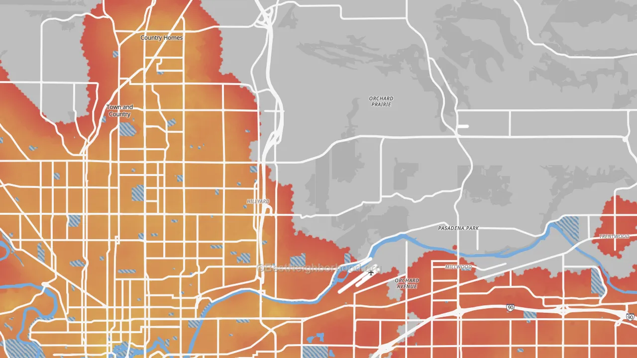 Transit Grade map of 99217, WA