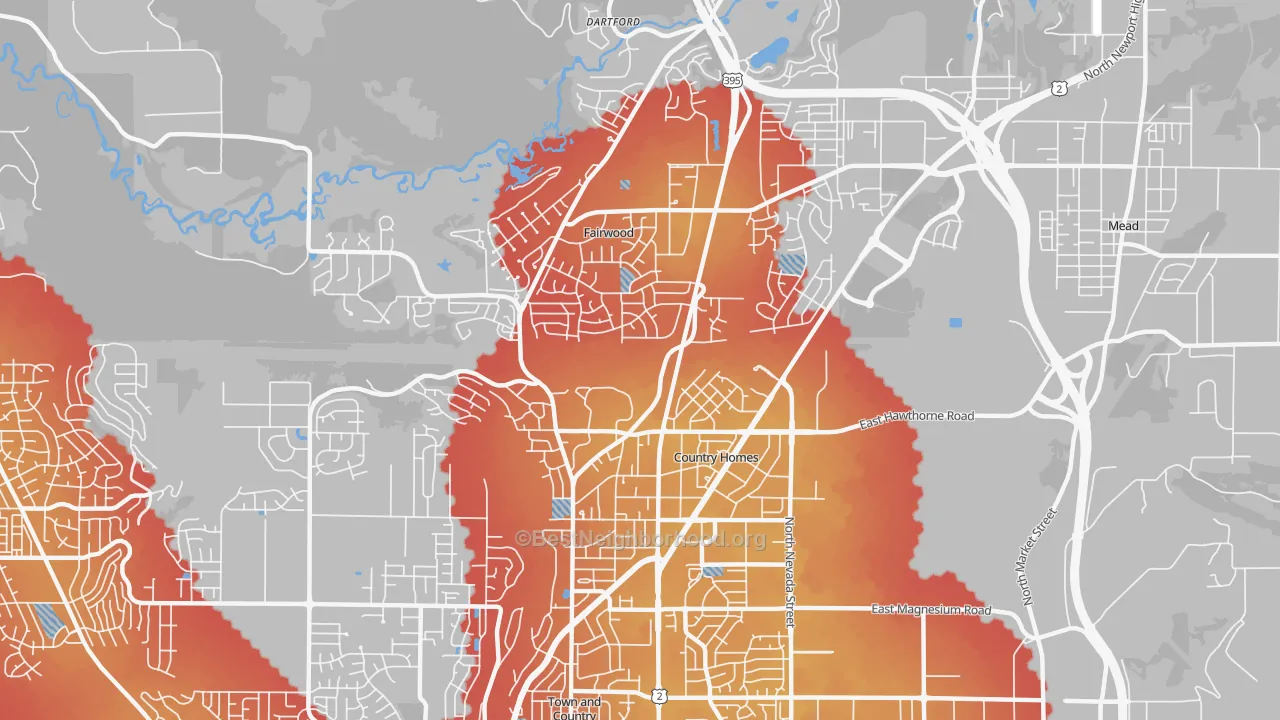 Transit Grade map of 99218, WA