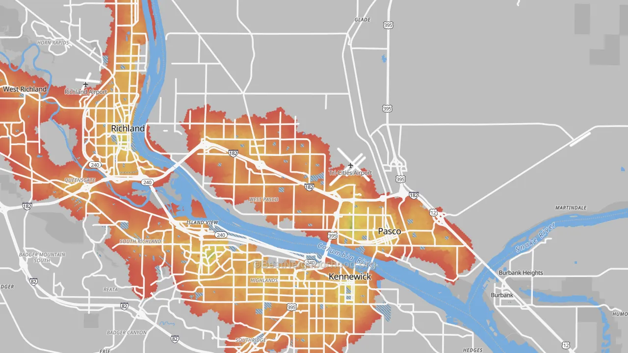 Transit Grade map of 99301, WA