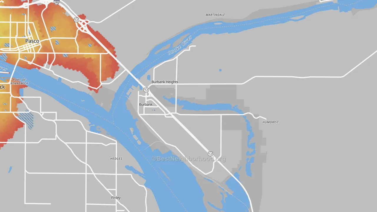 Transit Grade map of 99323, WA