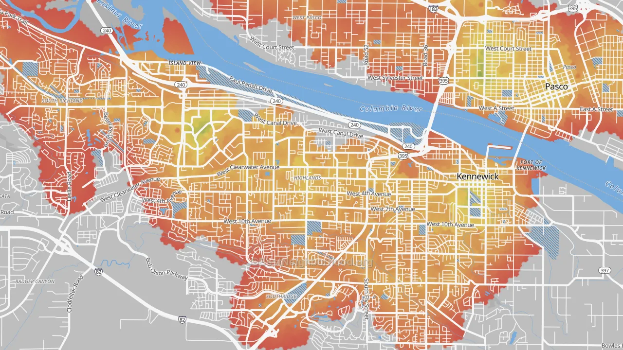 Transit Grade map of 99336, WA