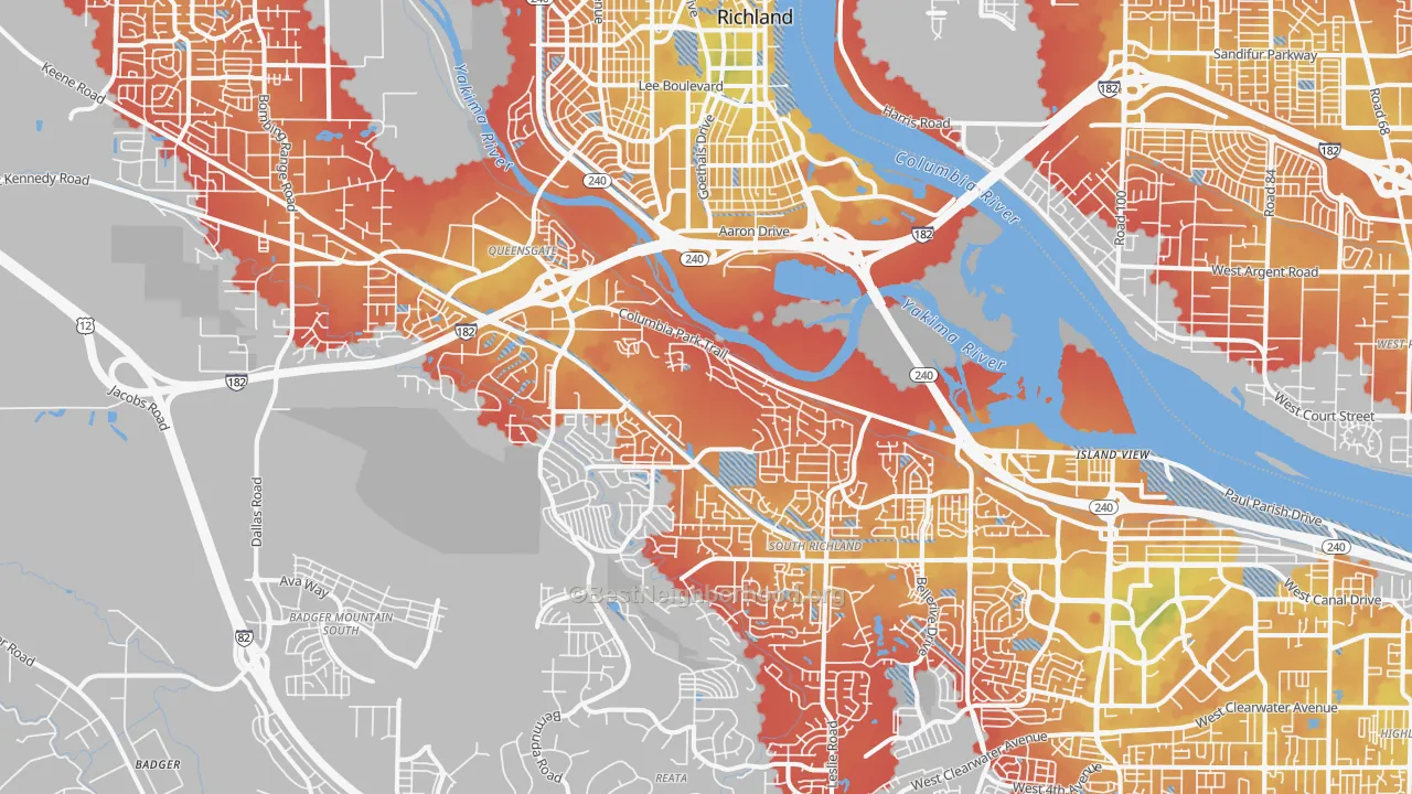 Transit Grade map of 99352, WA