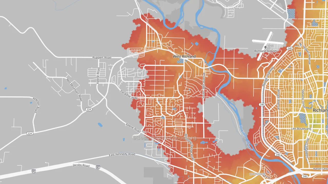Transit Grade map of 99353, WA