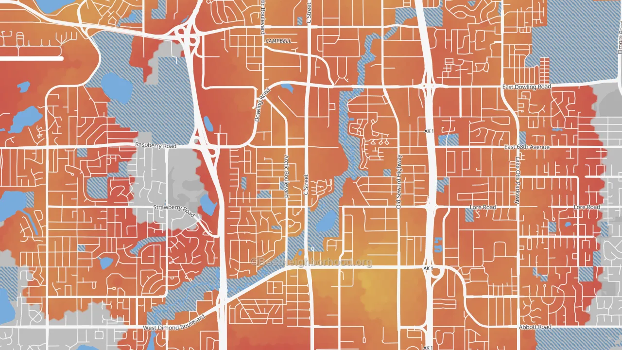 Transit Grade map of 99518, AK
