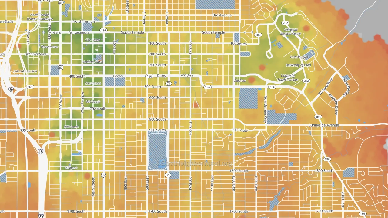 Transit Grade map of 9th and 9th, Salt Lake City, UT
