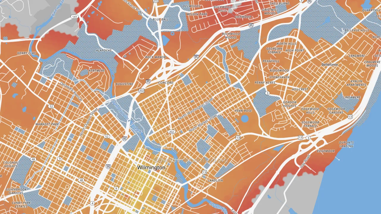 Transit Grade map of 9th Ward, Wilmington, DE